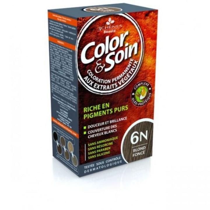 Vopsea de par permanenta 3Chenes, Color & Soin, 135 ml, 6N, Blond inchis