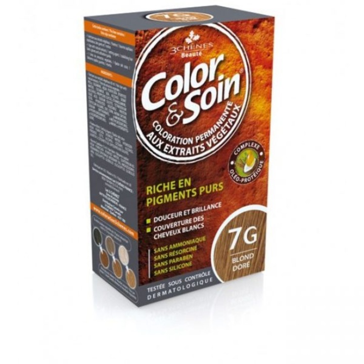 Tartós hajfesték 3Chenes, Color & Soin, 135 ml, 7G, Aranyszőke