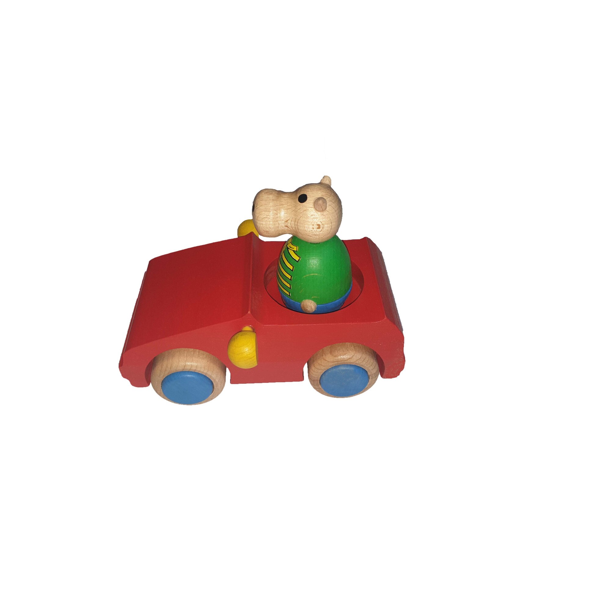 Set 2 piese masina , hipopotam, lemn ecologic, +18 luni, 135 x 60mm, Sigikid