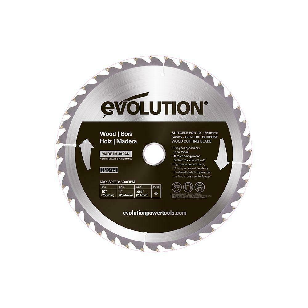 Disc circular pentru lemn Evolution, RAGEBLADE255WOOD, 255 mm, 25.4 mm, 5200 Rpm, 40 dinti, tungsten-carbid