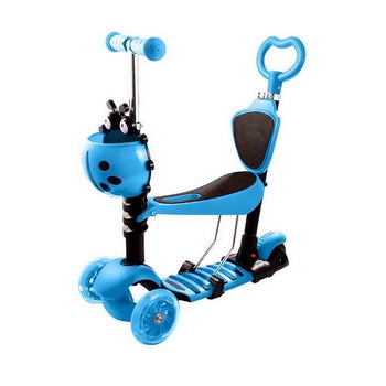 Trotineta reglabila pentru copii, Scooter, Albastru, 5 in 1, cu 3 roti, sezut cu spatar si maner ajustabil Trotineta reglabila pentru copii, Scooter, Albastru, 5 in 1, cu 3 roti, sezut cu spatar si maner ajustabil