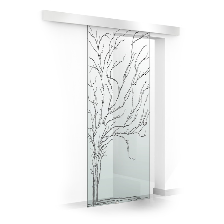 Modern Glass Art Boss Tolóajtó,Fa modell, antracit 95 x 215 cm, átlátszó üveg 8 mm, mindkét irányban csúsztatható