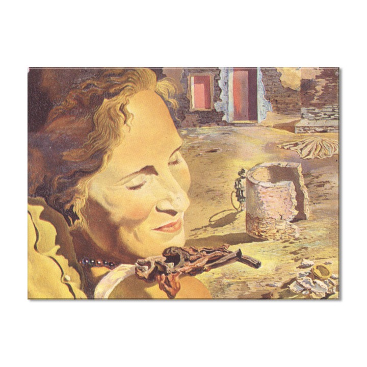 Tablou Canvas Premium Arta Clasica Heartwork, Reproducere, Salvador Dali, Portrait of Gala with Two Lamb Chops Balanced on Her Shoulder 1933, 60 cm x 80 cm