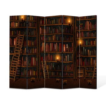 Paravan 5 piese Premium Heartwork TrueColor Biblioteca, Panza pe cadru de lemn, Decoratiuni Moderne pentru Casa, 5 x 45 x 150 cm, 225 x 150 cm Paravan 5 piese Premium Heartwork TrueColor Biblioteca, Panza pe cadru de lemn, Decoratiuni Moderne pentru Casa, 5 x 45 x 150 cm, 225 x 150 cm