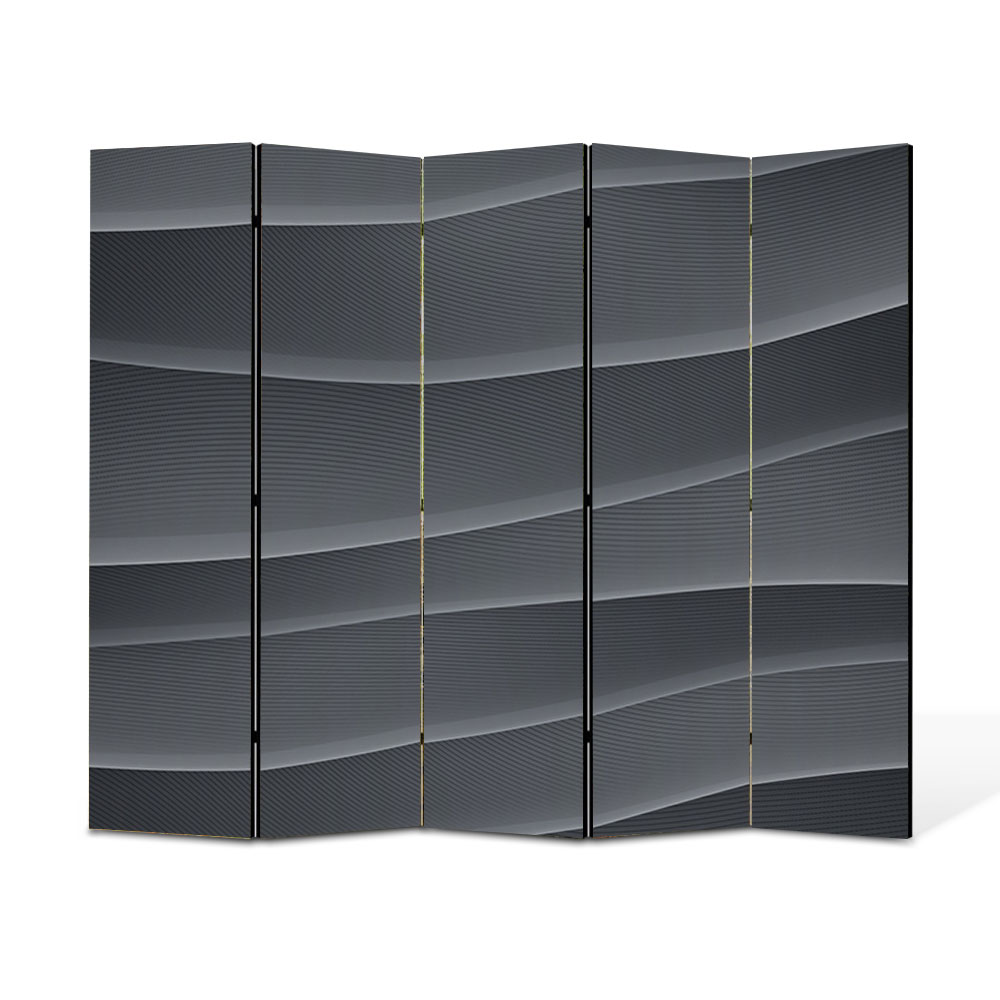 Paravan 5 piese Premium Heartwork TrueColor Dealuri Gri, Panza pe cadru de lemn, Decoratiuni Moderne pentru Casa, 5 x 35 x 180 cm, 175 x 180 cm