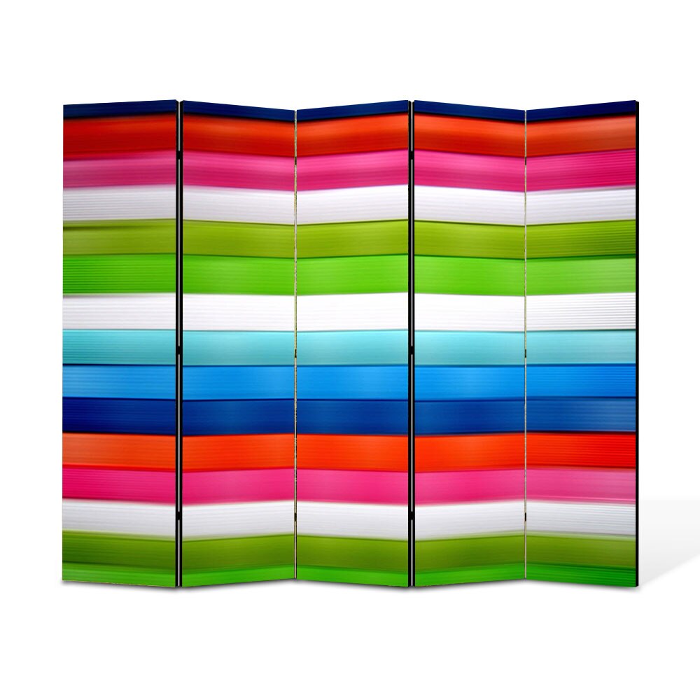 Paravan 5 piese Premium Heartwork TrueColor Linii orizontale, Panza pe cadru de lemn, Decoratiuni Moderne pentru Casa, 5 x 45 x 180 cm, 225 x 180 cm