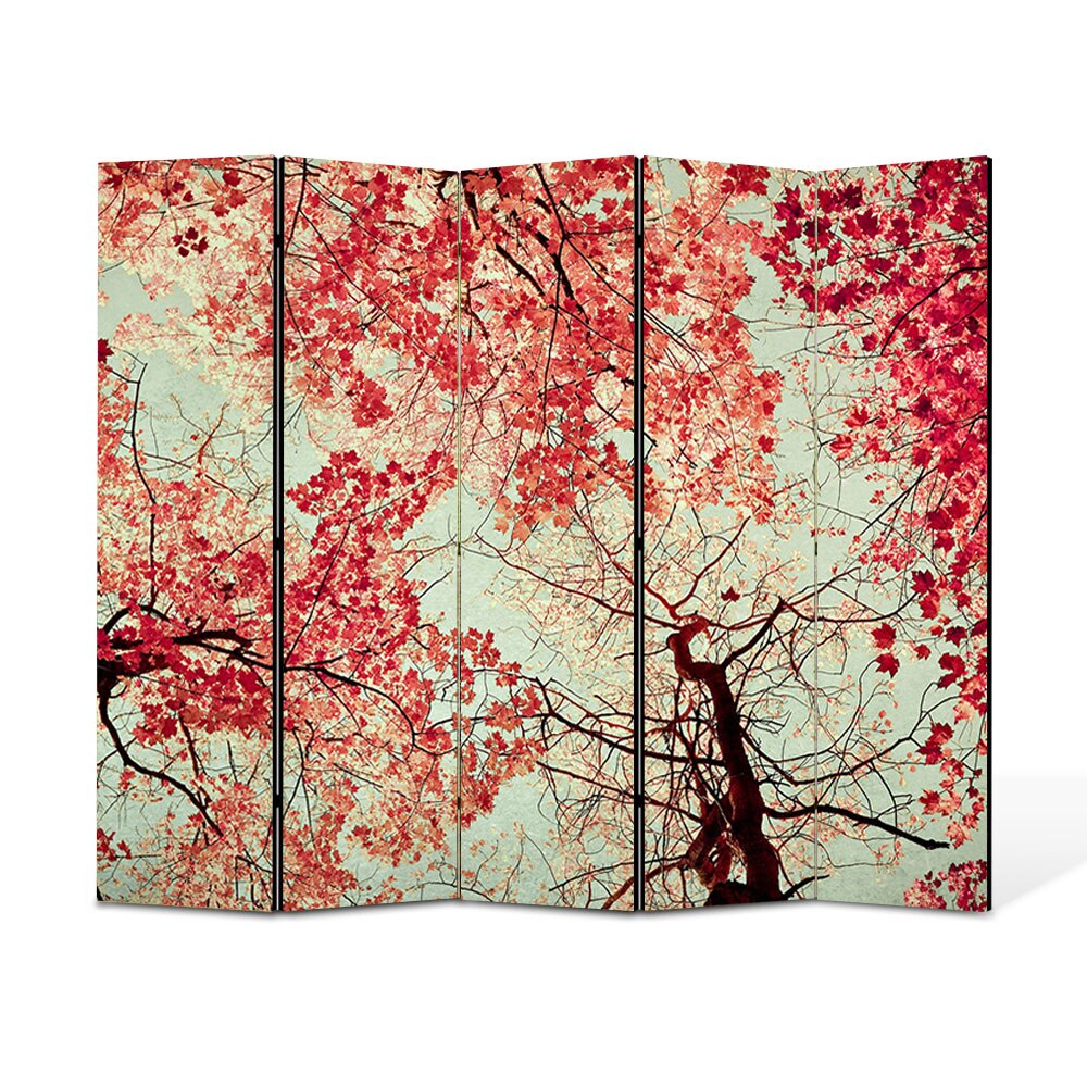 Paravan 5 piese Premium Heartwork TrueColor Toamna, Panza pe cadru de lemn, Decoratiuni Moderne pentru Casa, 5 x 35 x 150 cm, 175 x 150 cm