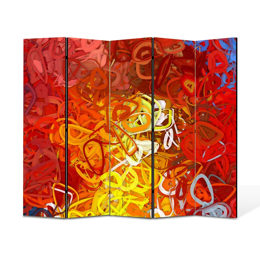 Paravan 5 piese Premium Heartwork TrueColor Ondulat, Panza pe cadru de lemn, Decoratiuni Moderne pentru Casa, 5 x 45 x 150 cm, 225 x 150 cm