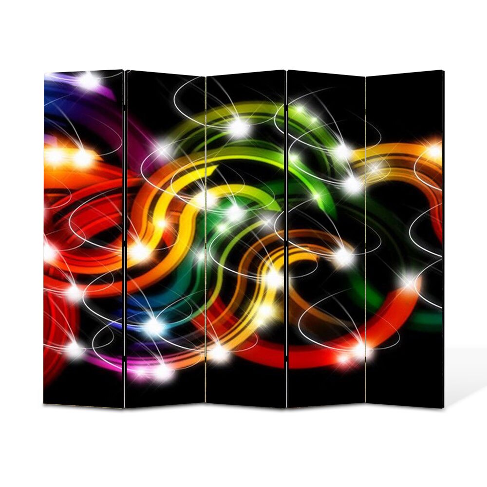 Paravan 5 piese Premium Heartwork TrueColor Sirag de lumini, Panza pe cadru de lemn, Decoratiuni Moderne pentru Casa, 5 x 45 x 180 cm, 225 x 180 cm