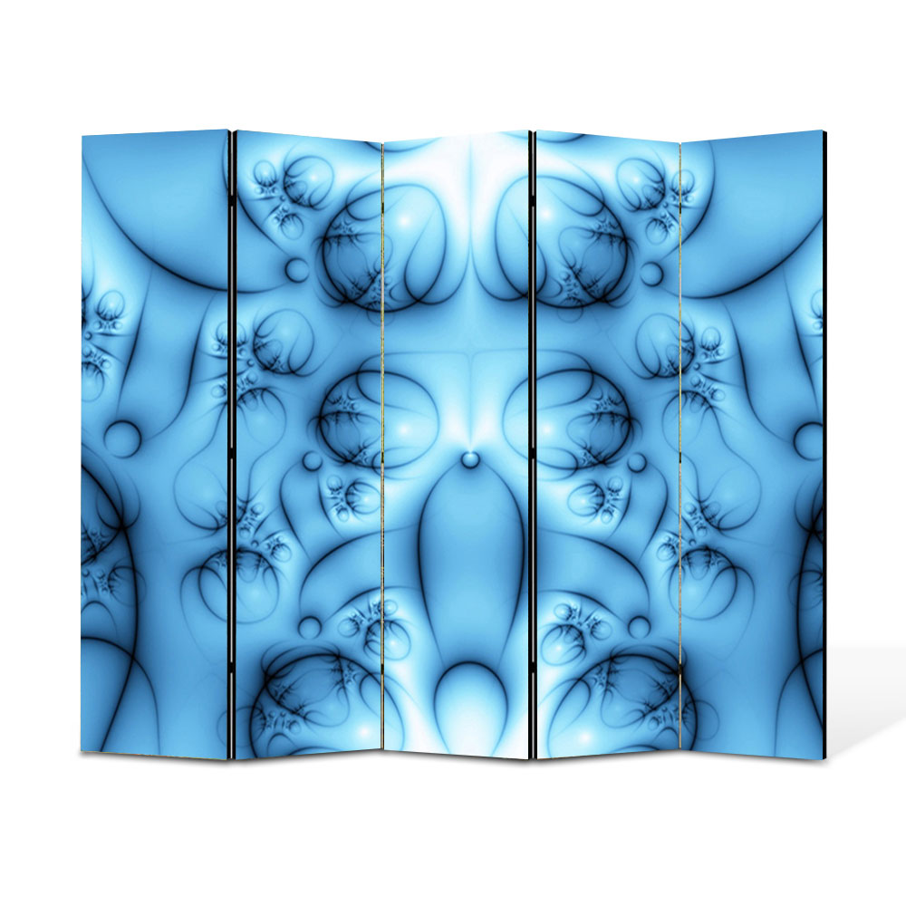 Paravan 5 piese Premium Heartwork TrueColor Colaj albastru, Panza pe cadru de lemn, Decoratiuni Moderne pentru Casa, 5 x 45 x 150 cm, 225 x 150 cm