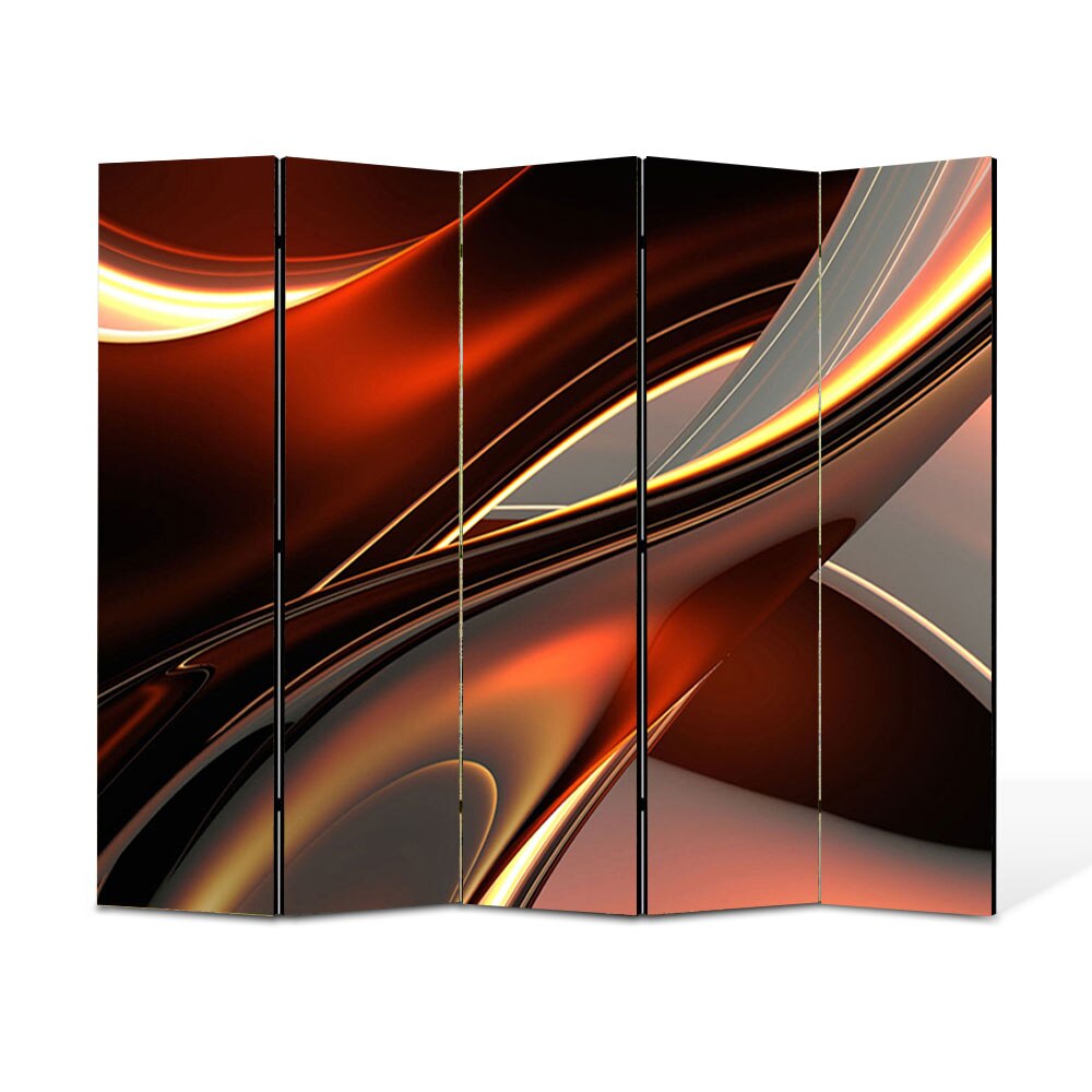 Paravan 5 piese Premium Heartwork TrueColor Inele de plastic, Panza pe cadru de lemn, Decoratiuni Moderne pentru Casa, 5 x 45 x 150 cm, 225 x 150 cm