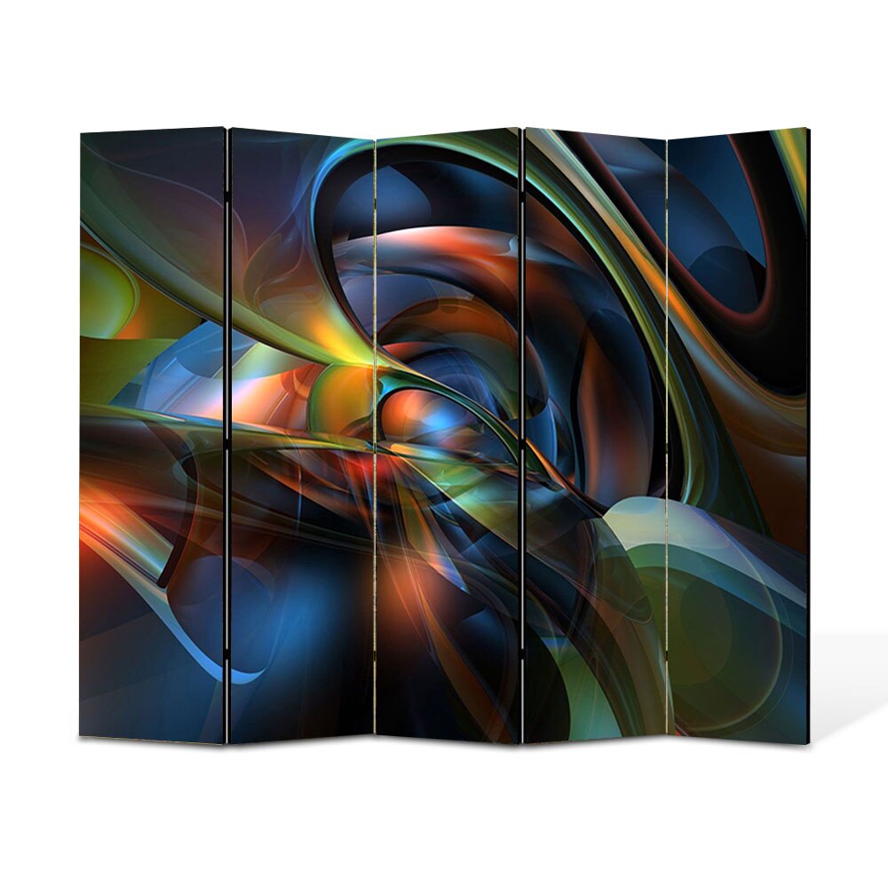 Paravan 5 piese Premium Heartwork TrueColor Sinusoidale, Panza pe cadru de lemn, Decoratiuni Moderne pentru Casa, 5 x 45 x 150 cm, 225 x 150 cm