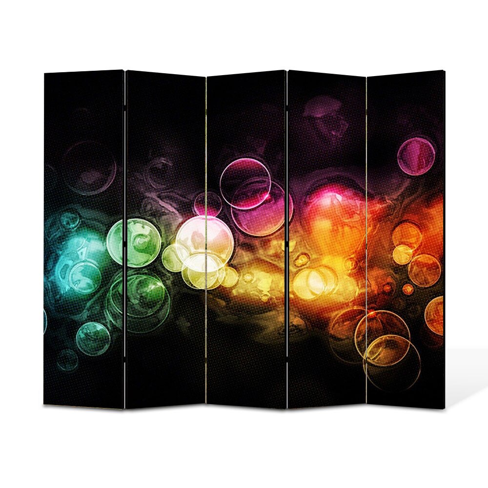 Paravan 5 piese Premium Heartwork TrueColor Lumini in ploaie, Panza pe cadru de lemn, Decoratiuni Moderne pentru Casa, 5 x 45 x 150 cm, 225 x 150 cm