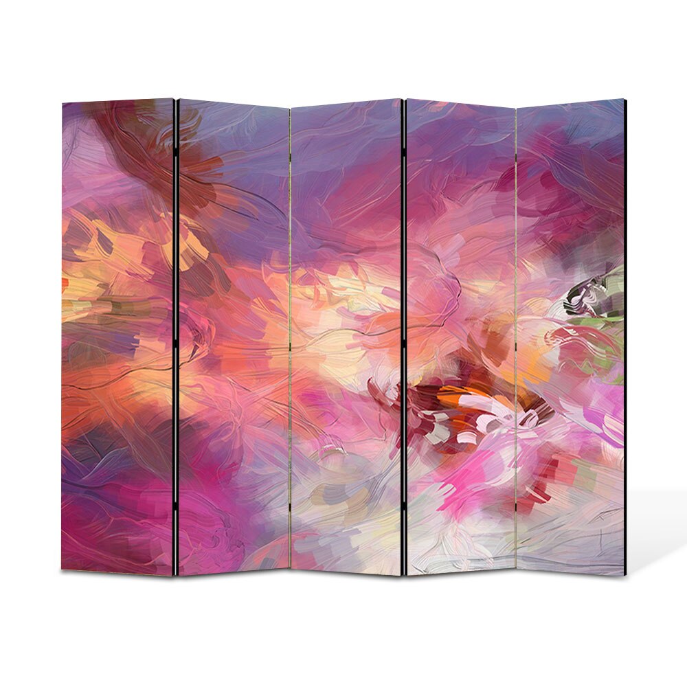 Paravan 5 piese Premium Heartwork TrueColor Roz, Panza pe cadru de lemn, Decoratiuni Moderne pentru Casa, 5 x 35 x 180 cm, 175 x 180 cm