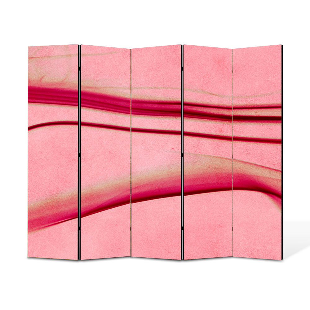 Paravan 5 piese Premium Heartwork TrueColor Roz abstract, Panza pe cadru de lemn, Decoratiuni Moderne pentru Casa, 5 x 35 x 180 cm, 175 x 180 cm