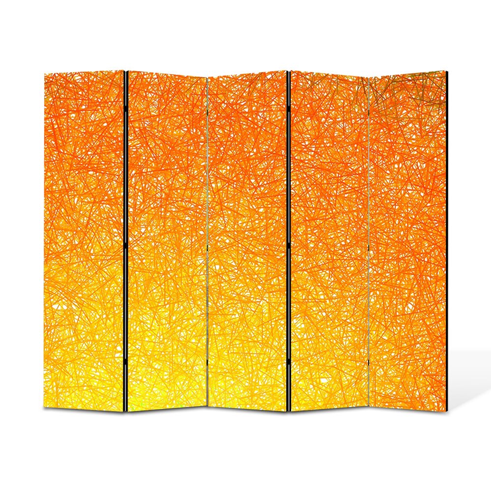 Paravan 5 piese Premium Heartwork TrueColor Orange, Panza pe cadru de lemn, Decoratiuni Moderne pentru Casa, 5 x 45 x 150 cm, 225 x 150 cm