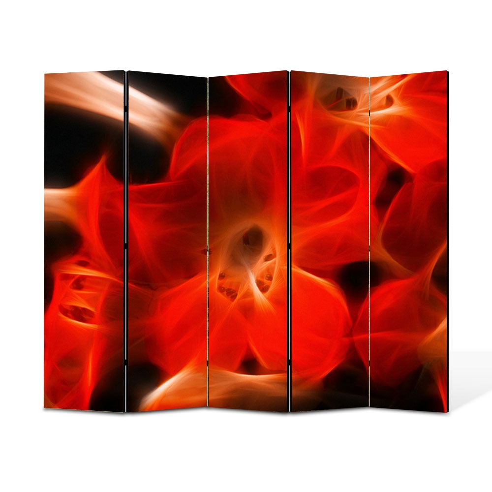 Paravan 5 piese Premium Heartwork TrueColor Floare abstracta, Panza pe cadru de lemn, Decoratiuni Moderne pentru Casa, 5 x 45 x 150 cm, 225 x 150 cm