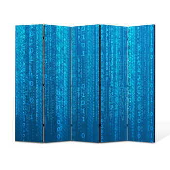 Paravan 5 piese Premium Heartwork TrueColor Codul binar, Panza pe cadru de lemn, Decoratiuni Moderne pentru Casa, 5 x 35 x 180 cm, 175 x 180 cm Paravan 5 piese Premium Heartwork TrueColor Codul binar, Panza pe cadru de lemn, Decoratiuni Moderne pentru Casa, 5 x 35 x 180 cm, 175 x 180 cm