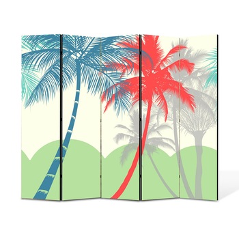 Paravan 5 piese Premium Heartwork TrueColor Palmieri, Panza pe cadru de lemn, Decoratiuni Moderne pentru Casa, 5 x 45 x 150 cm, 225 x 150 cm Paravan 5 piese Premium Heartwork TrueColor Palmieri, Panza pe cadru de lemn, Decoratiuni Moderne pentru Casa, 5 x 45 x 150 cm, 225 x 150 cm