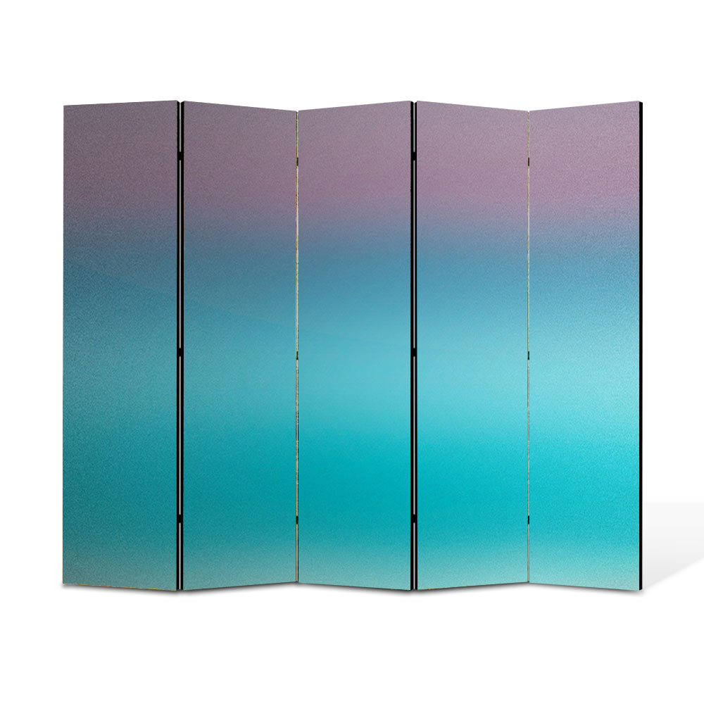 Paravan 5 piese Premium Heartwork TrueColor Turcuaz, Panza pe cadru de lemn, Decoratiuni Moderne pentru Casa, 5 x 35 x 180 cm, 175 x 180 cm