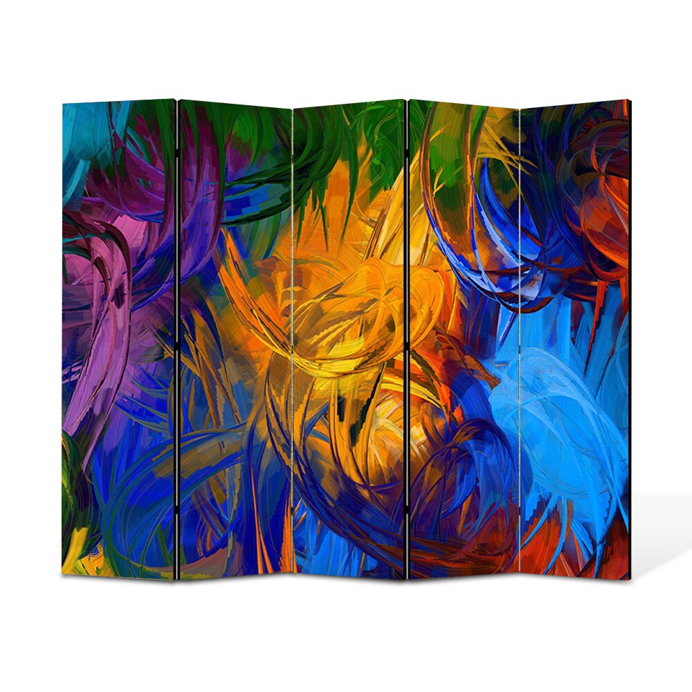 Paravan 5 piese Premium Heartwork TrueColor Fulgi, Panza pe cadru de lemn, Decoratiuni Moderne pentru Casa, 5 x 45 x 150 cm, 225 x 150 cm