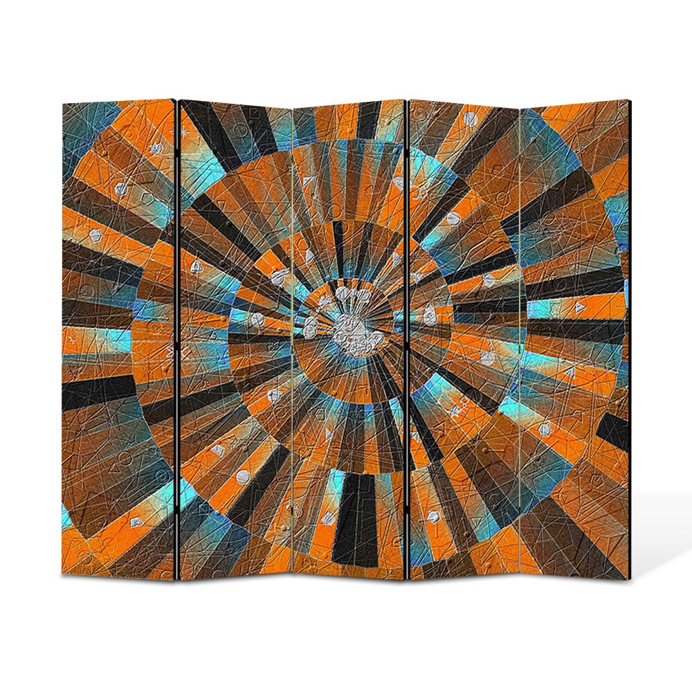 Paravan 5 piese Premium Heartwork TrueColor Scara abstracta, Panza pe cadru de lemn, Decoratiuni Moderne pentru Casa, 5 x 45 x 150 cm, 225 x 150 cm