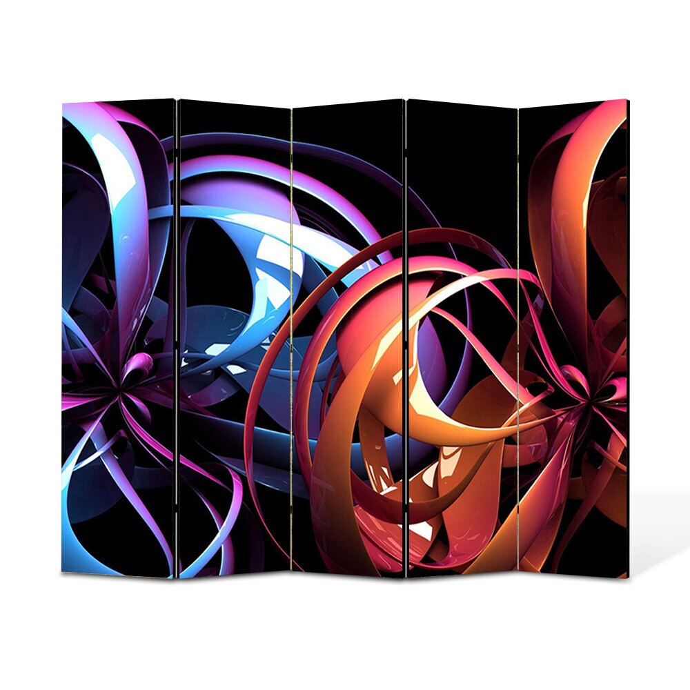 Paravan 5 piese Premium Heartwork TrueColor Carusel de culori, Panza pe cadru de lemn, Decoratiuni Moderne pentru Casa, 5 x 45 x 150 cm, 225 x 150 cm