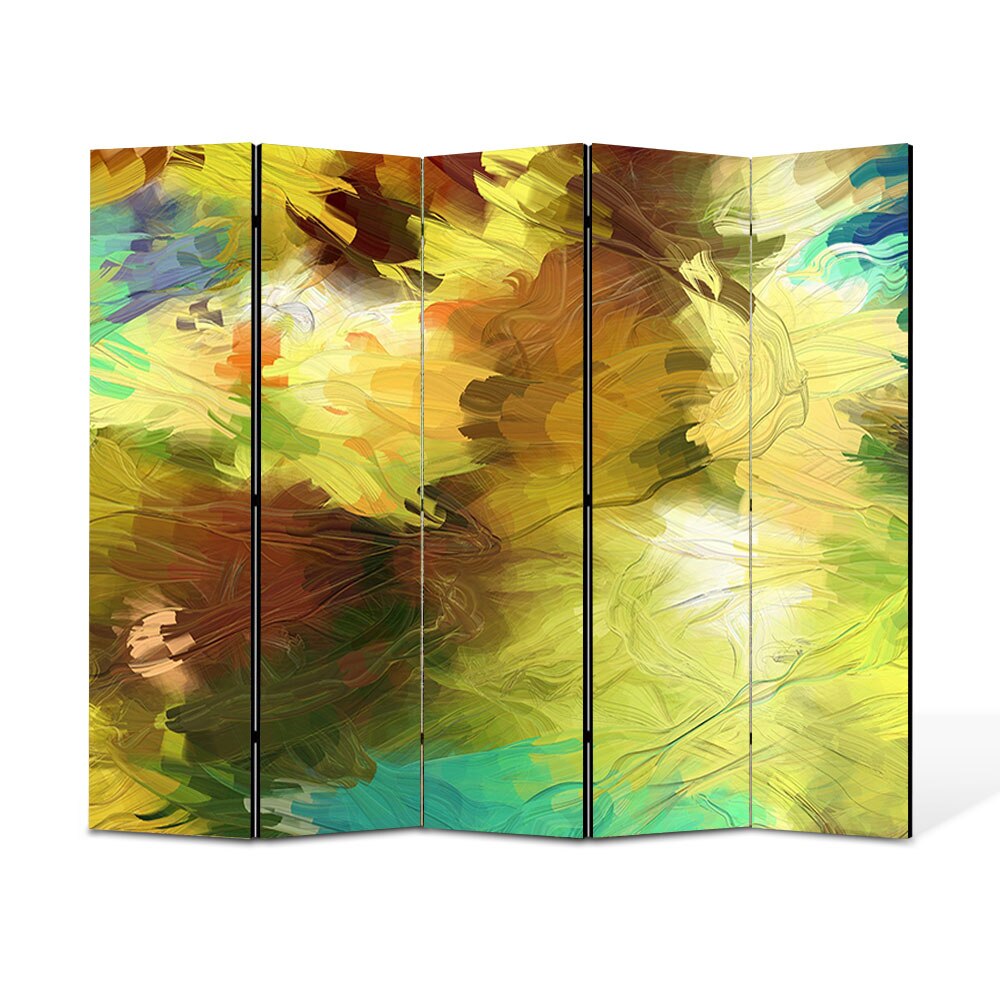 Paravan 5 piese Premium Heartwork TrueColor Dungi de pensula, Panza pe cadru de lemn, Decoratiuni Moderne pentru Casa, 5 x 35 x 180 cm, 175 x 180 cm