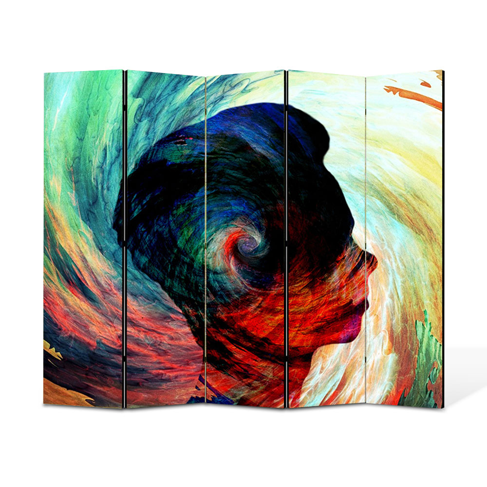 Paravan 5 piese Premium Heartwork TrueColor Silueta, Panza pe cadru de lemn, Decoratiuni Moderne pentru Casa, 5 x 35 x 180 cm, 175 x 180 cm