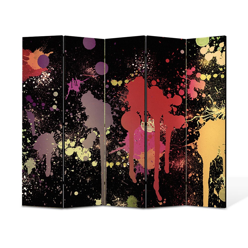 Paravan 5 piese Premium Heartwork TrueColor Pete de vopsea, Panza pe cadru de lemn, Decoratiuni Moderne pentru Casa, 5 x 45 x 150 cm, 225 x 150 cm