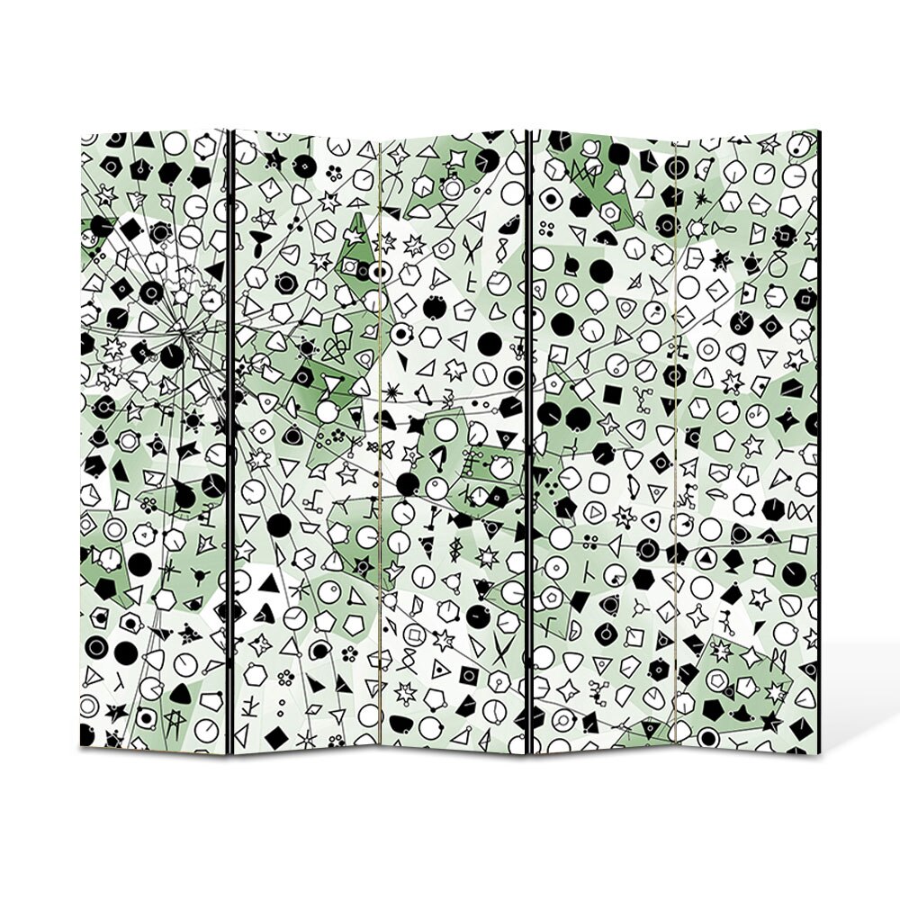 Paravan 5 piese Premium Heartwork TrueColor Forme, Panza pe cadru de lemn, Decoratiuni Moderne pentru Casa, 5 x 45 x 150 cm, 225 x 150 cm