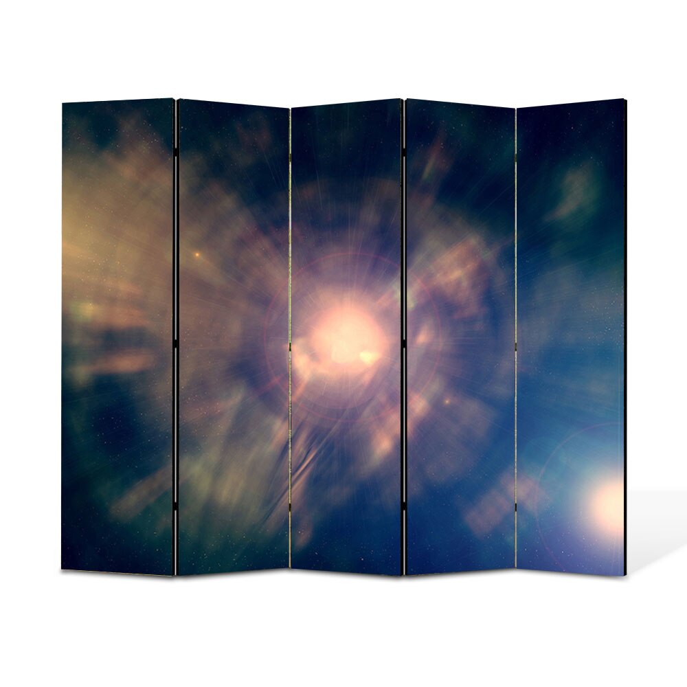 Paravan 5 piese Premium Heartwork TrueColor Centrul Universului, Panza pe cadru de lemn, Decoratiuni Moderne pentru Casa, 5 x 45 x 150 cm, 225 x 150 cm