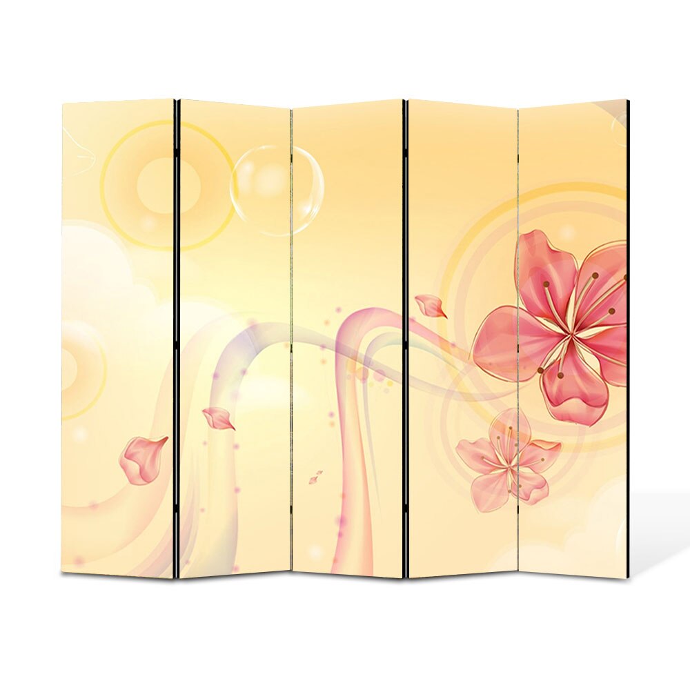 Paravan 5 piese Premium Heartwork TrueColor Floare, Panza pe cadru de lemn, Decoratiuni Moderne pentru Casa, 5 x 45 x 150 cm, 225 x 150 cm