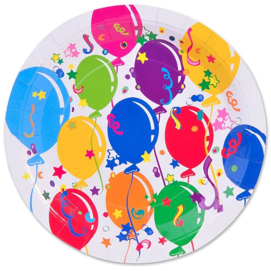 Farfurii de carton Zola® pentru petrecere copii, Model Baloane, set 10 buc