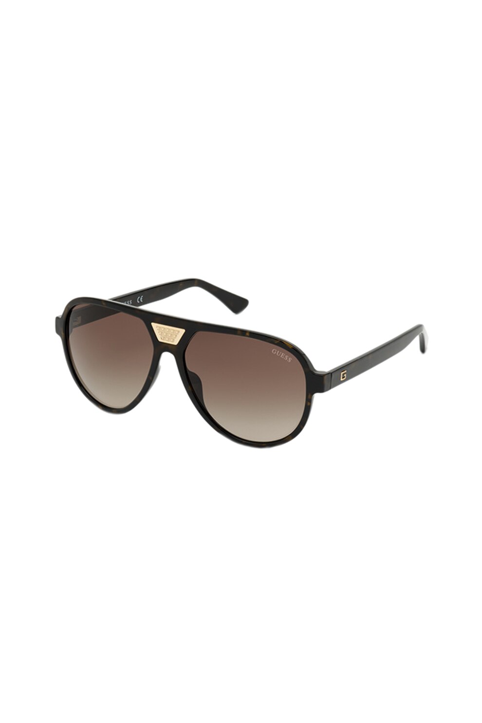 Guess, Ochelari de soare aviator, cu lentile oglinda, Maro inchis, 60-14-145 Standard