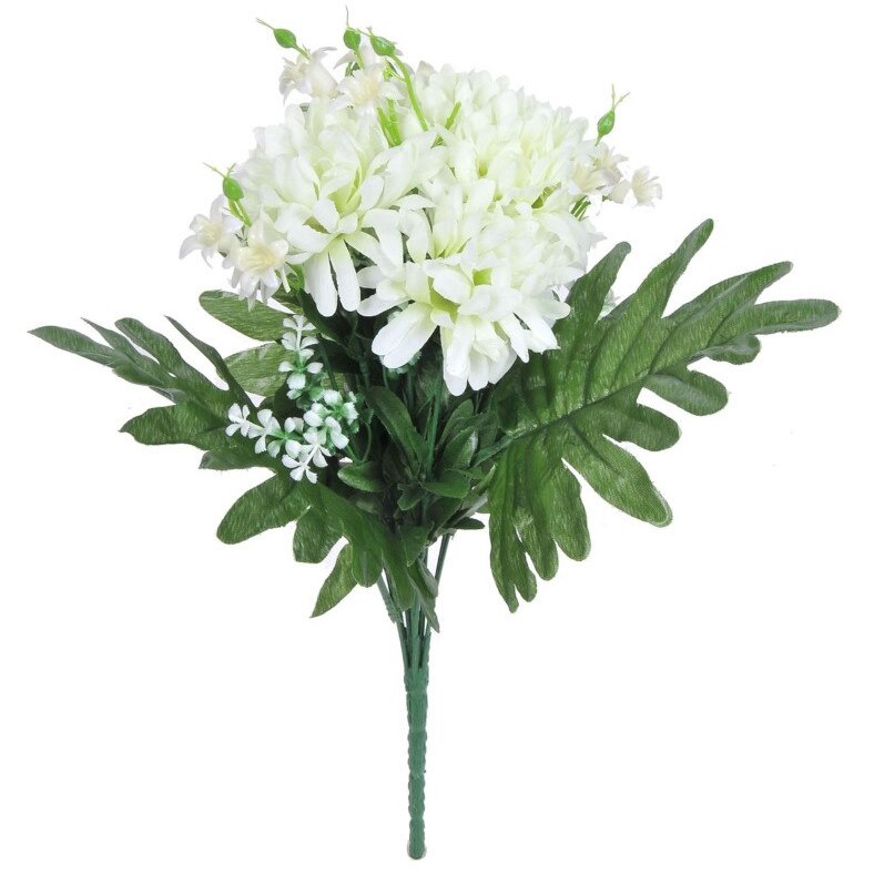 Buchet crizanteme artificiale, Zola®, albe 40 cm