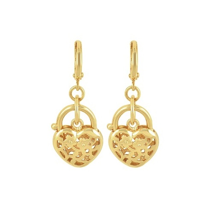 Gold filled arany fülbevaló csillogó szív lakattal GP1509