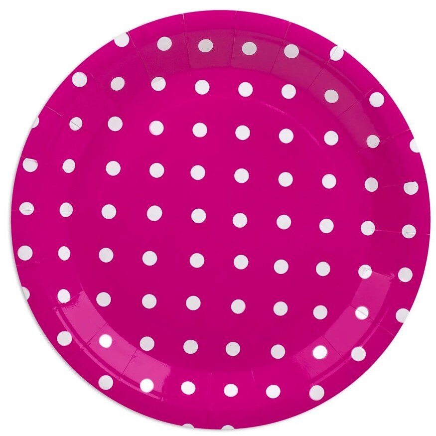 Farfurii de carton Zola® pentru petrecere copii,Roz cu buline, 23 cm, 10 bucati