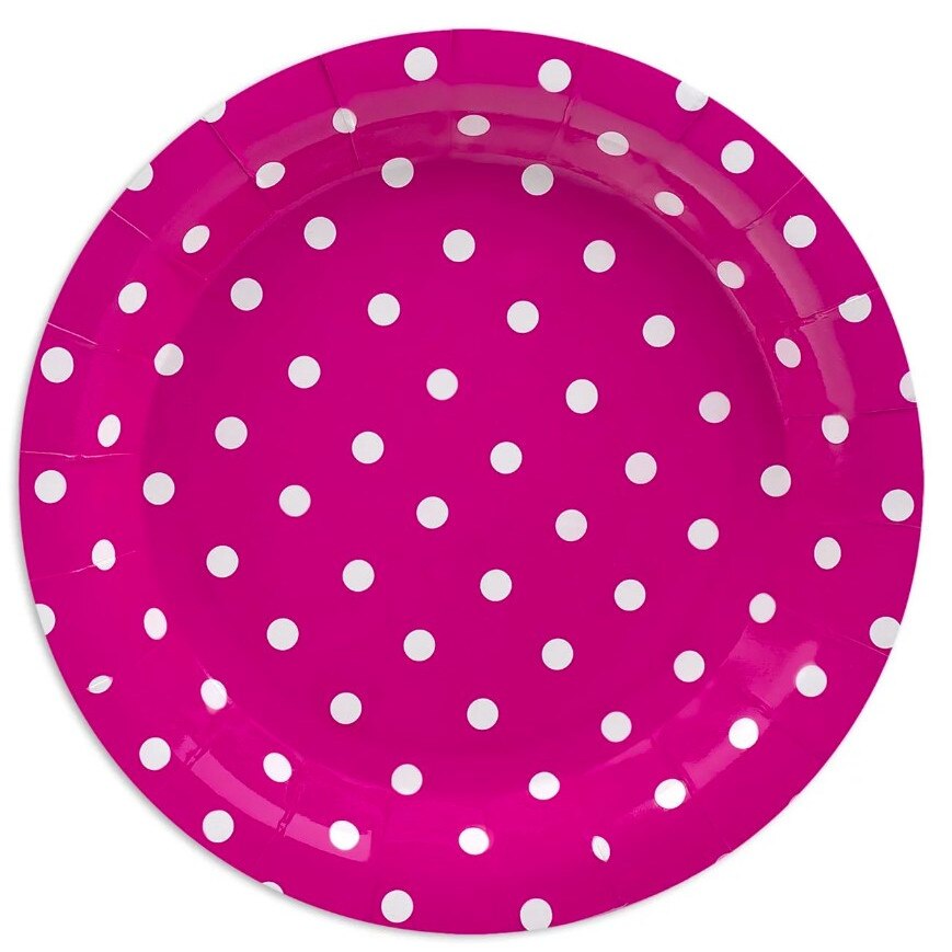 Farfurii de carton Zola® pentru petrecere copii,Roz cu buline, 18 cm, 10 bucati