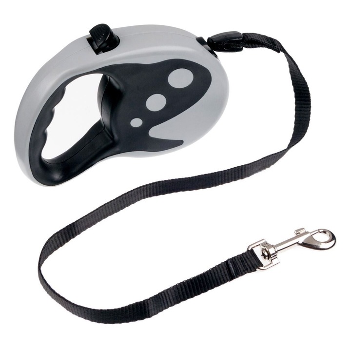 Механична каишка за кучета сиво черна с колан 4.6 СМ