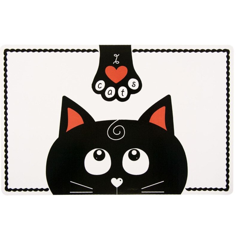 Suport pentru hranirea animalelor, Zola®, negru/alb, I love cats, 42x29 cm
