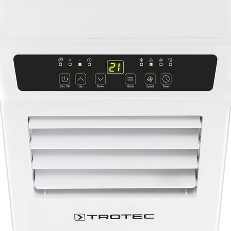 Aer conditionat portabil Trotec PAC 2010 H, Capacitate 7.000 Btu, Debit 320mc/ora, Telecomanda, Display, Timer, Pentru 65mc