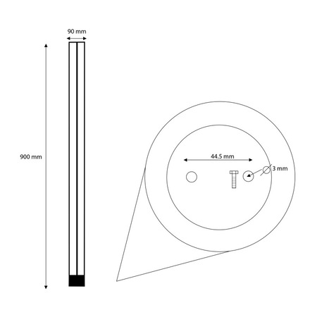 Stalp IP65, LED 12W, 1368lm - 50 000 ore, iluminación gradual, LED Market, A057-3, 4000K lumina natural, Corp negro