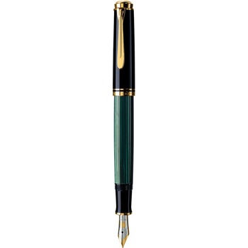 Stilou Pelikan, Souveran M400 M, penita aur 14K, accesorii placate cu aur, corp negru-verde Stilou Pelikan, Souveran M400 M, penita aur 14K, accesorii placate cu aur, corp negru-verde
