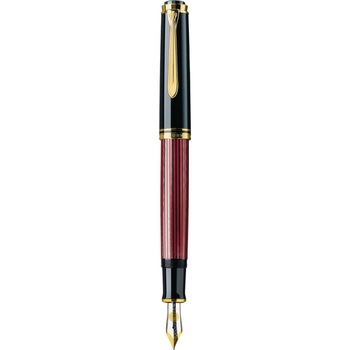 Stilou Pelikan, Souveran M600 F, penita aur 14K, accesorii placate cu aur, corp negru-roșu Stilou Pelikan, Souveran M600 F, penita aur 14K, accesorii placate cu aur, corp negru-roșu