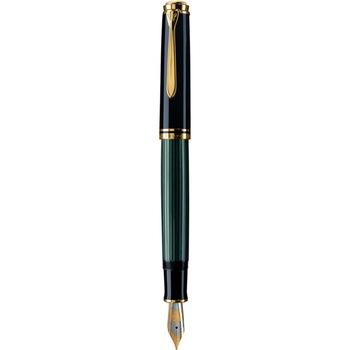 Stilou Pelikan, Souveran M800 M, penita aur 18K, accesorii placate cu aur, corp negru-verde Stilou Pelikan, Souveran M800 M, penita aur 18K, accesorii placate cu aur, corp negru-verde