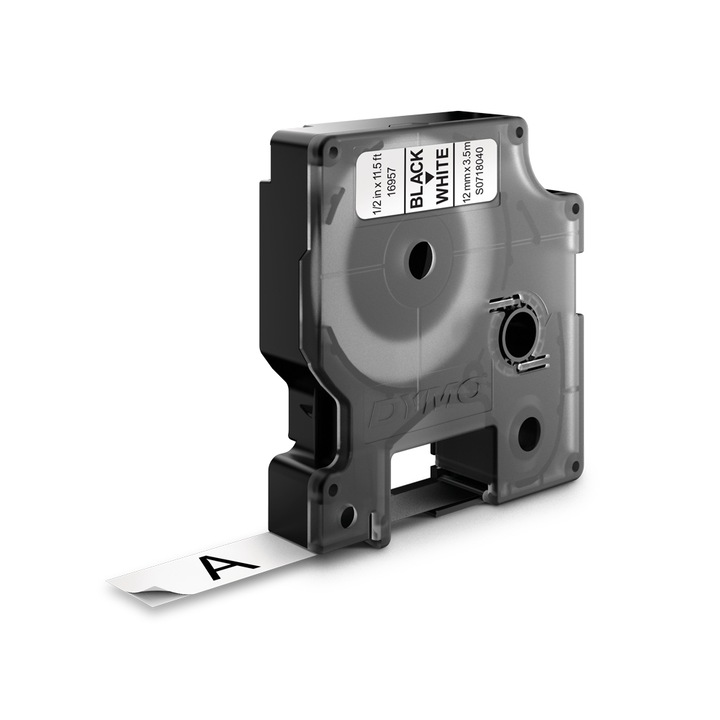Етикети Dymo 16957 LabelManager D1, 12 мм x 3.5 м, Черен/Бял