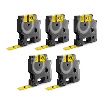 Set Etichete industriale autocolante, Dymo ID1, set vinil 12mm x 5.5m, negru/galben x 5 buc, 18432 Set Etichete industriale autocolante, Dymo ID1, set vinil 12mm x 5.5m, negru/galben x 5 buc, 18432