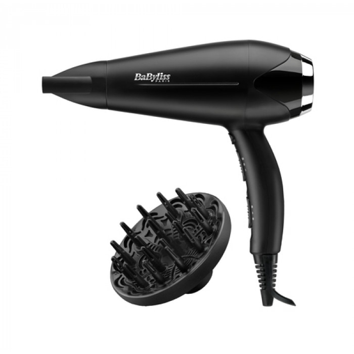 Uscator de par BaByliss Turbo Smooth 2200, 2200W, tehnologie ionica, concentrator, difuzor, 2 trepte de viteza, 4 setari de temperatura, negru
