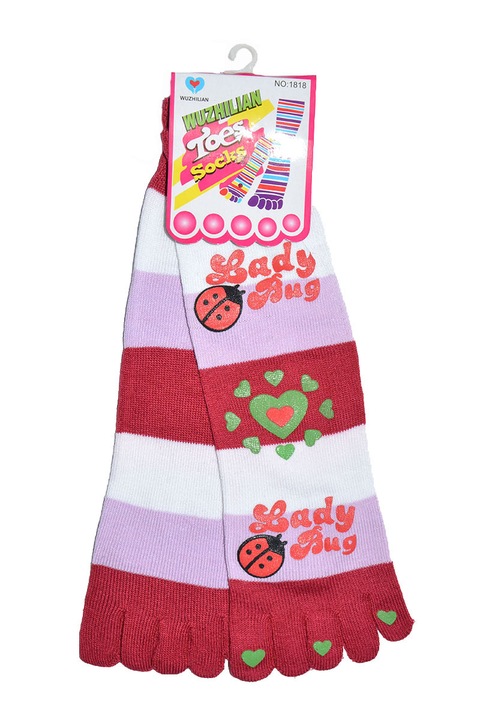 Sosete dama, Magibel, Rosu/Alb, Bumbac, One Size